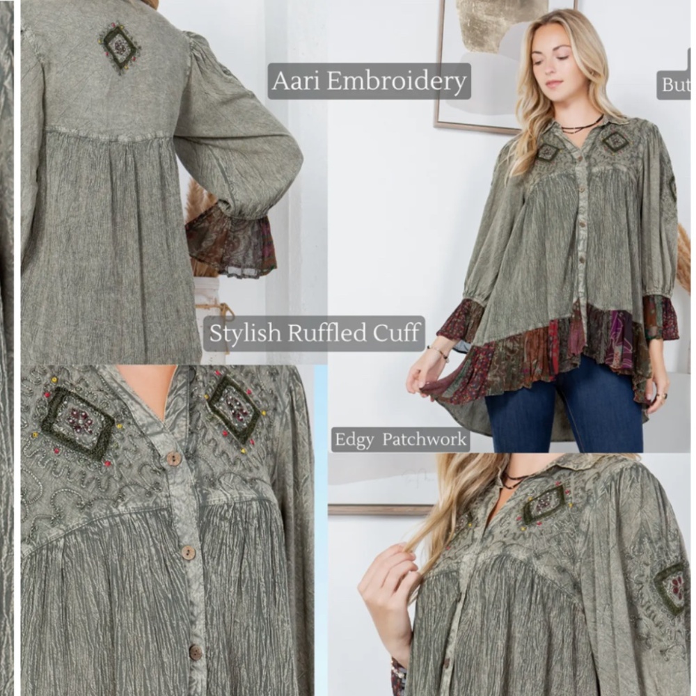 Young Threads Bohemian Style Button Down Shirt - Picture 4 of 8